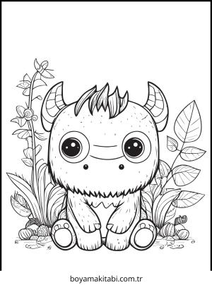 Canavar boyama sayfası – sevimli karakter, sanatsal çalışma