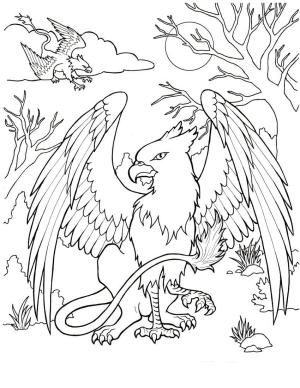 Canavar boyama sayfası,  coloring page, Fantastik Grifon, 