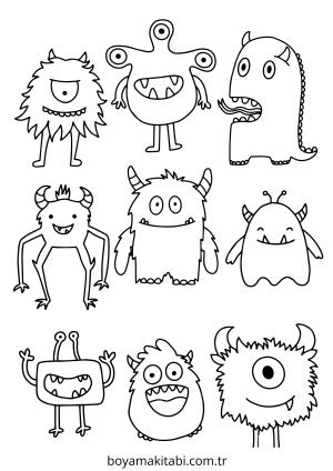 Canavar boyama sayfası – eğlenceli etkinlik, el becerilerini geliştirir