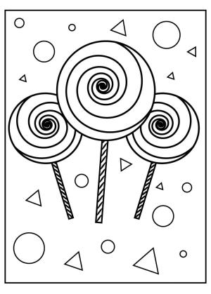 Şeker boyama sayfası,  coloring page, Üç Tatlılar ve Şekiller, 