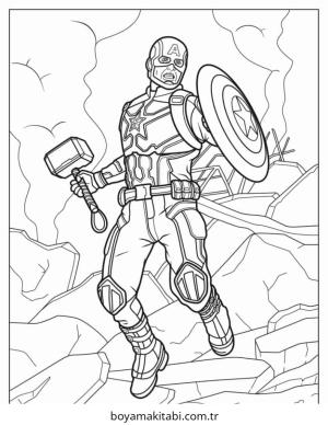 Captain America boyama sayfası – renkli çizimler, okul öncesi