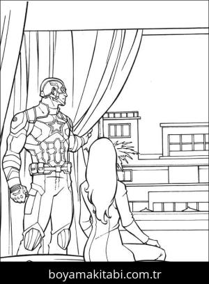 Captain America boyama sayfası – çizgi film temalı, basit çizim