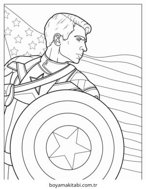 Captain America boyama sayfası – çocuklar için, çizgi film temalı