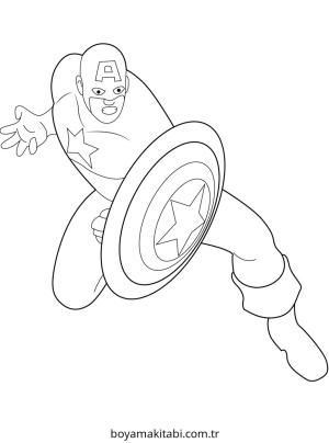 Captain America boyama sayfası – PDF indir, sevimli karakter