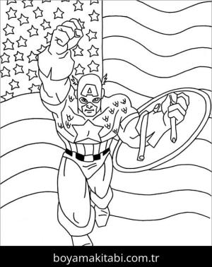 Captain America boyama sayfası – el becerilerini geliştirir, boyama çalışması