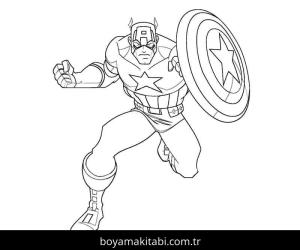Captain America boyama sayfası – basit çizim, kolay boyama