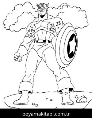 Captain America boyama sayfası – renkli çizimler, okul öncesi