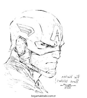 Captain America boyama sayfası – çizgi film temalı, basit çizim