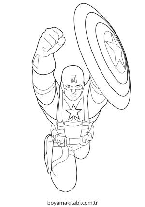 Captain America boyama sayfası – boyama etkinliği, çocuk aktivitesi