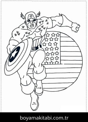 Captain America boyama sayfası – eğitici aktivite, yaratıcılık