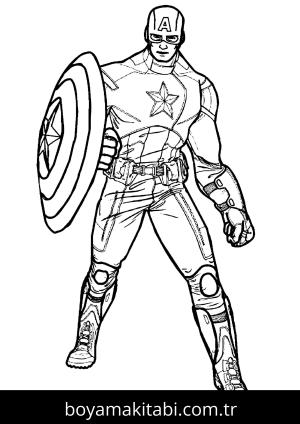 Captain America boyama sayfası – renkli çizimler, okul öncesi