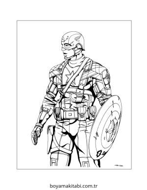 Captain America boyama sayfası – sevimli karakter, sanatsal çalışma