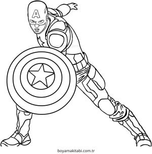 Captain America boyama sayfası – renkli çizimler, okul öncesi