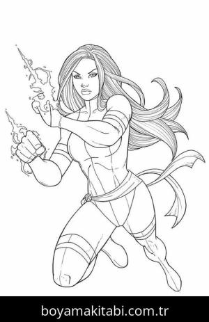 Captain Marvel boyama sayfası – sanatsal çalışma, çocuklar için