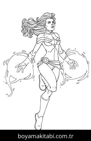 Captain Marvel boyama sayfası – eğitici aktivite, yaratıcılık