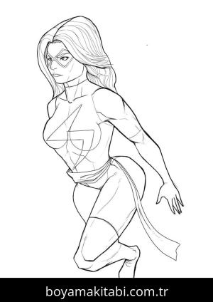 Captain Marvel boyama sayfası – keyifli zaman, renkli çizimler