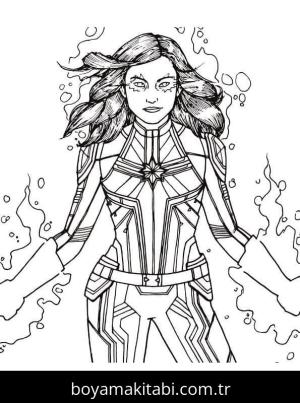 Captain Marvel boyama sayfası – boyama etkinliği, çocuk aktivitesi