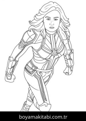 Captain Marvel boyama sayfası – el becerilerini geliştirir, boyama çalışması