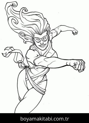 Captain Marvel boyama sayfası – el becerilerini geliştirir, boyama çalışması
