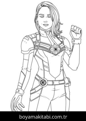 Captain Marvel boyama sayfası – boyama çalışması, yaratıcılığı geliştirir