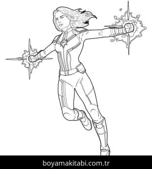Captain Marvel boyama sayfası – evde etkinlik, ücretsiz yazdır