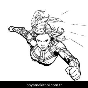Captain Marvel boyama sayfası – yaratıcılık, eğlenceli etkinlik