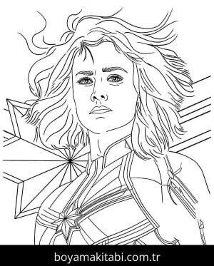 Captain Marvel boyama sayfası – evde etkinlik, ücretsiz yazdır