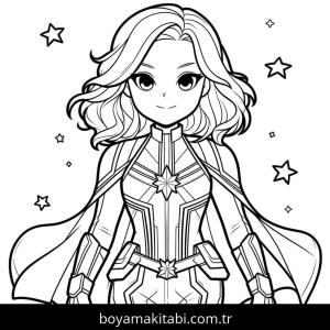 Captain Marvel boyama sayfası – boyama çalışması, yaratıcılığı geliştirir