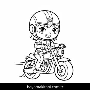 Captain Marvel boyama sayfası – basit çizim, kolay boyama