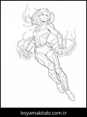 Captain Marvel boyama sayfası – çocuk aktivitesi, PDF indir