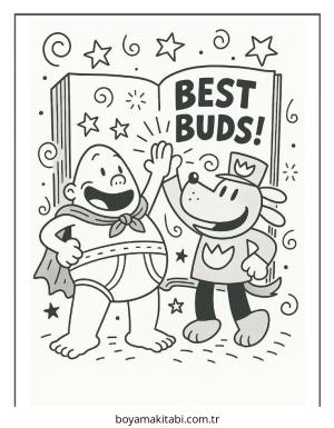 Captain Underpants boyama sayfası – basit çizim, kolay boyama
