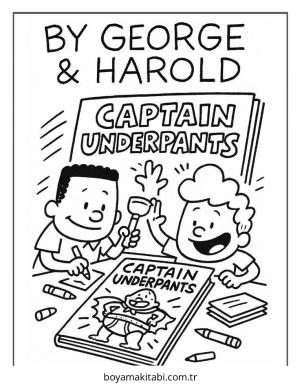 Captain Underpants boyama sayfası – sanatsal çalışma, çocuklar için