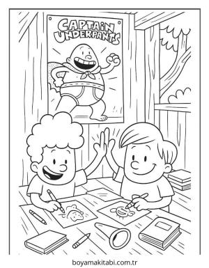 Captain Underpants boyama sayfası – çocuk aktivitesi, PDF indir