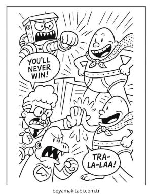 Captain Underpants boyama sayfası – eğlenceli etkinlik, el becerilerini geliştirir
