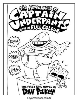 Captain Underpants boyama sayfası – çocuklar için, çizgi film temalı