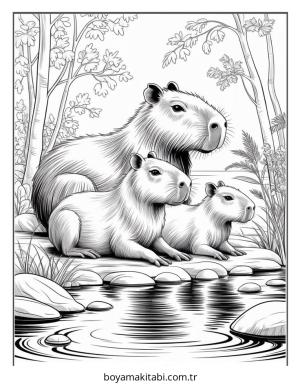 Capybara boyama sayfası – renkli çizimler, okul öncesi