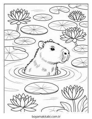 Capybara boyama sayfası – keyifli zaman, renkli çizimler