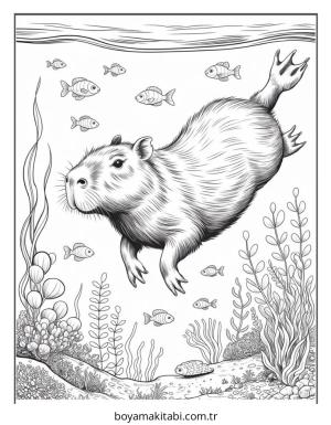 Capybara boyama sayfası – yaratıcılık, eğlenceli etkinlik
