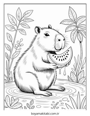 Capybara boyama sayfası – basit çizim, kolay boyama