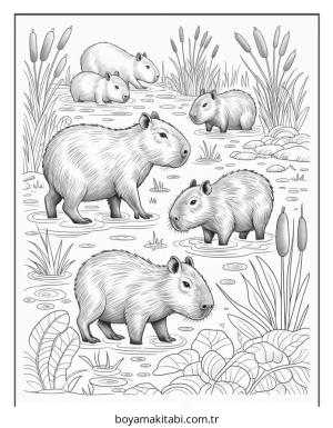 Capybara boyama sayfası – eğlenceli etkinlik, el becerilerini geliştirir