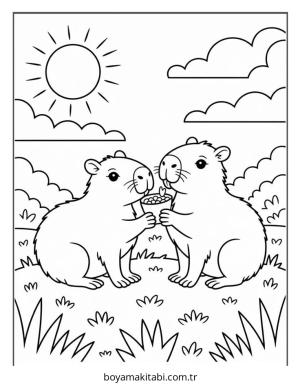 Capybara boyama sayfası – sanatsal çalışma, çocuklar için