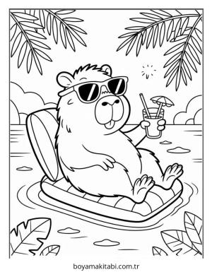 Capybara boyama sayfası – okul öncesi, evde etkinlik
