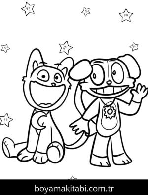 Catnap boyama sayfası – basit çizim, kolay boyama