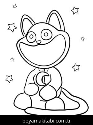 Catnap boyama sayfası – basit çizim, kolay boyama