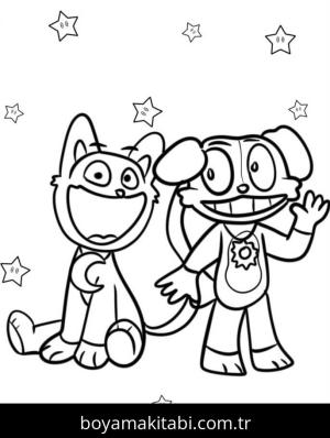 Catnap boyama sayfası – çizgi film temalı, basit çizim