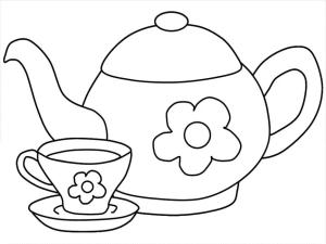 Çaydanlık boyama sayfası,  coloring page, Çaydanlık ve Bardak Çizimi, 