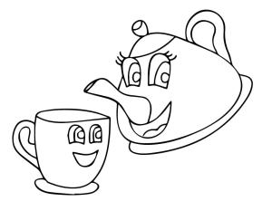 Çaydanlık boyama sayfası,  coloring page, Çaydanlık Karikatür, 