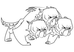 Cerberus boyama sayfası,  coloring page, Karikatürlerde Cerberus, 