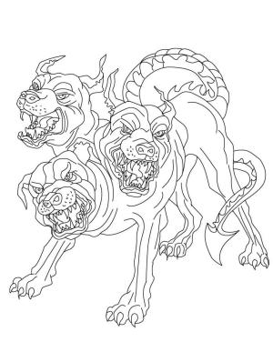 Cerberus boyama sayfası,  coloring page, Korkunç Cerberus, 