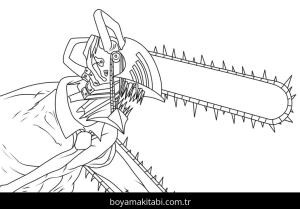 Chainsaw Man boyama sayfası – eğlenceli etkinlik, el becerilerini geliştirir
